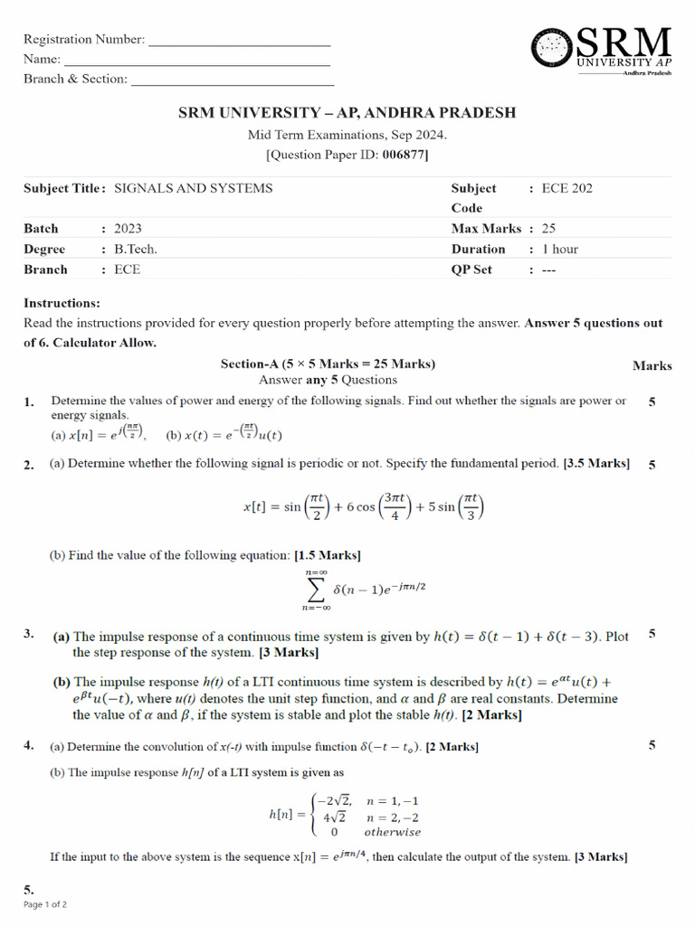 Seas Ece Ece 202 Signals and Systems | PDF