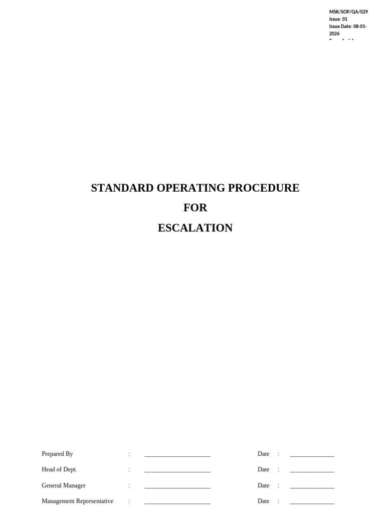 Quality Issue Escalation SOP Guide | PDF | Quality Assurance | Quality ...