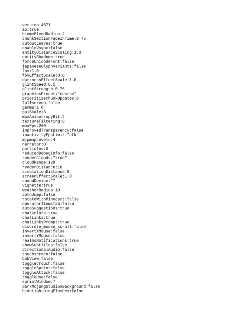 Minecraft Custom Settings Config | PDF