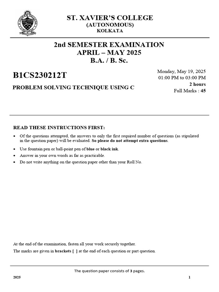 CS 2025 B1CS230212T | PDF | Computer Program | Programming