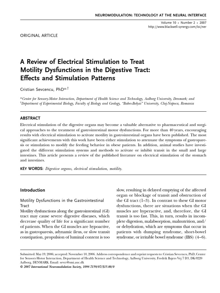 Electrical Stimulation for GI Motility Issues | PDF | Gastrointestinal ...