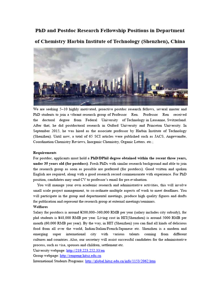 PhD and Postdoc Positions in Chemistry | PDF | Doctor Of Philosophy ...