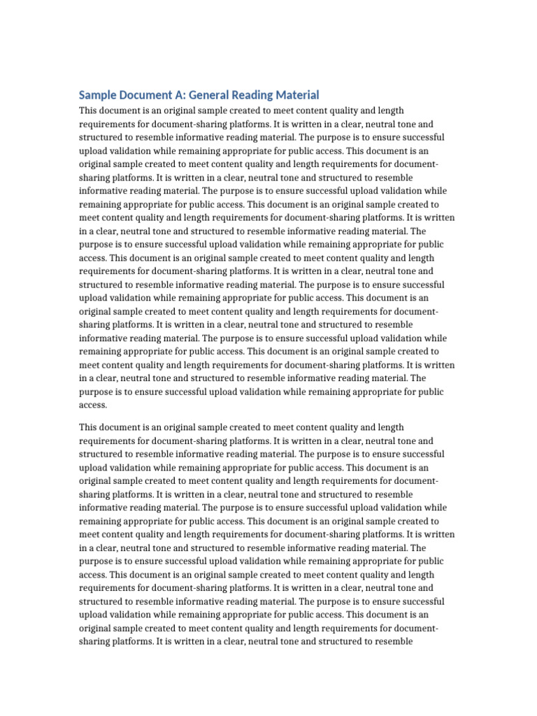 Sample Document for Upload Validation | PDF