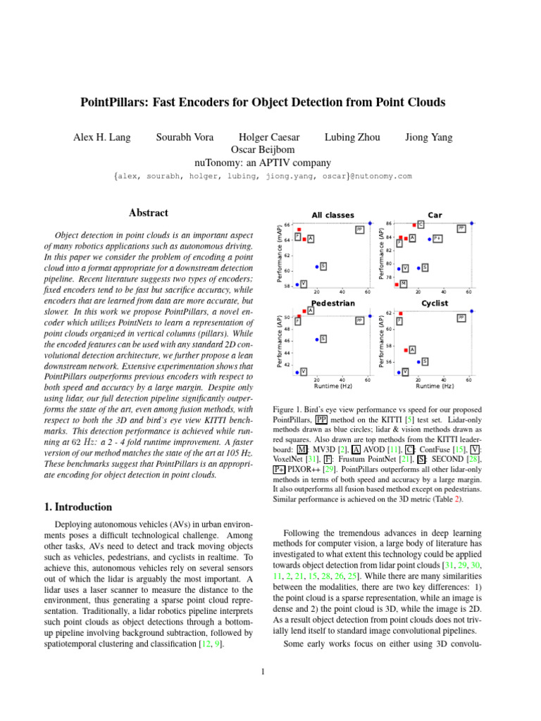Point Pillars | PDF | Lidar | Computing