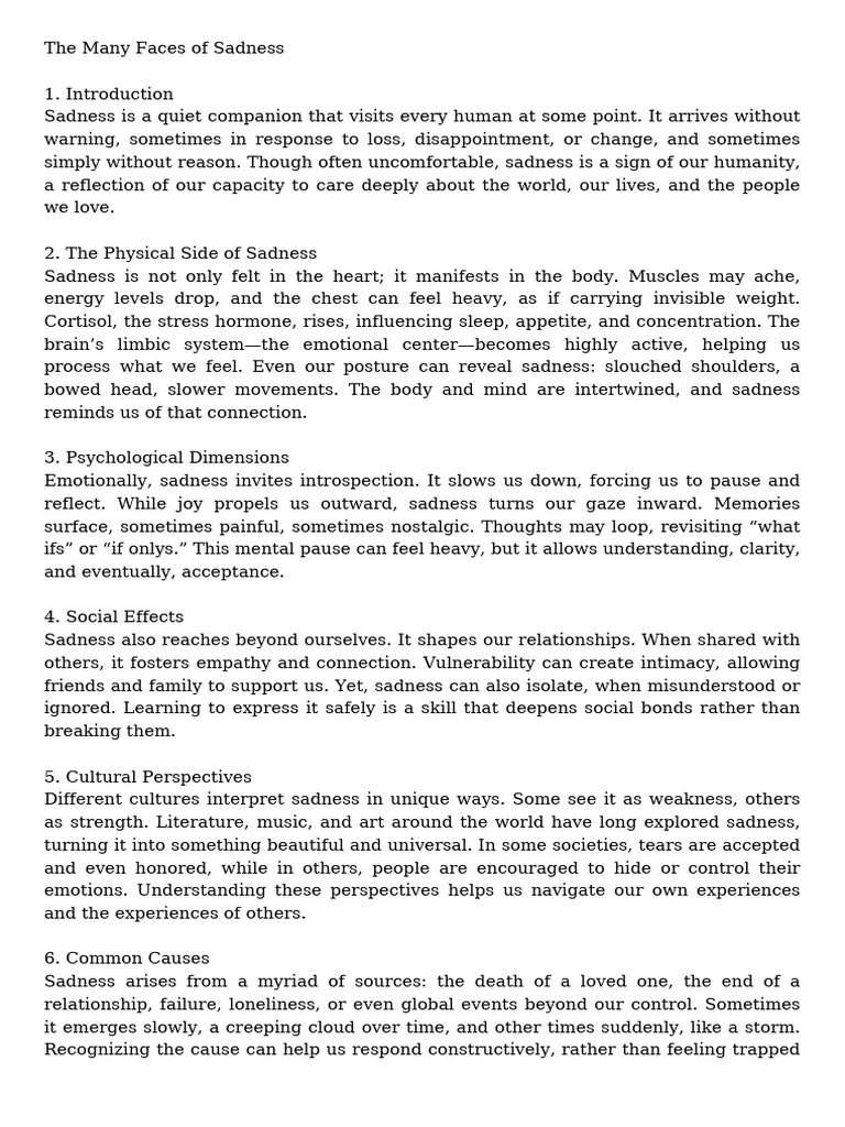Sadness 10pages | PDF | Mind | Empathy