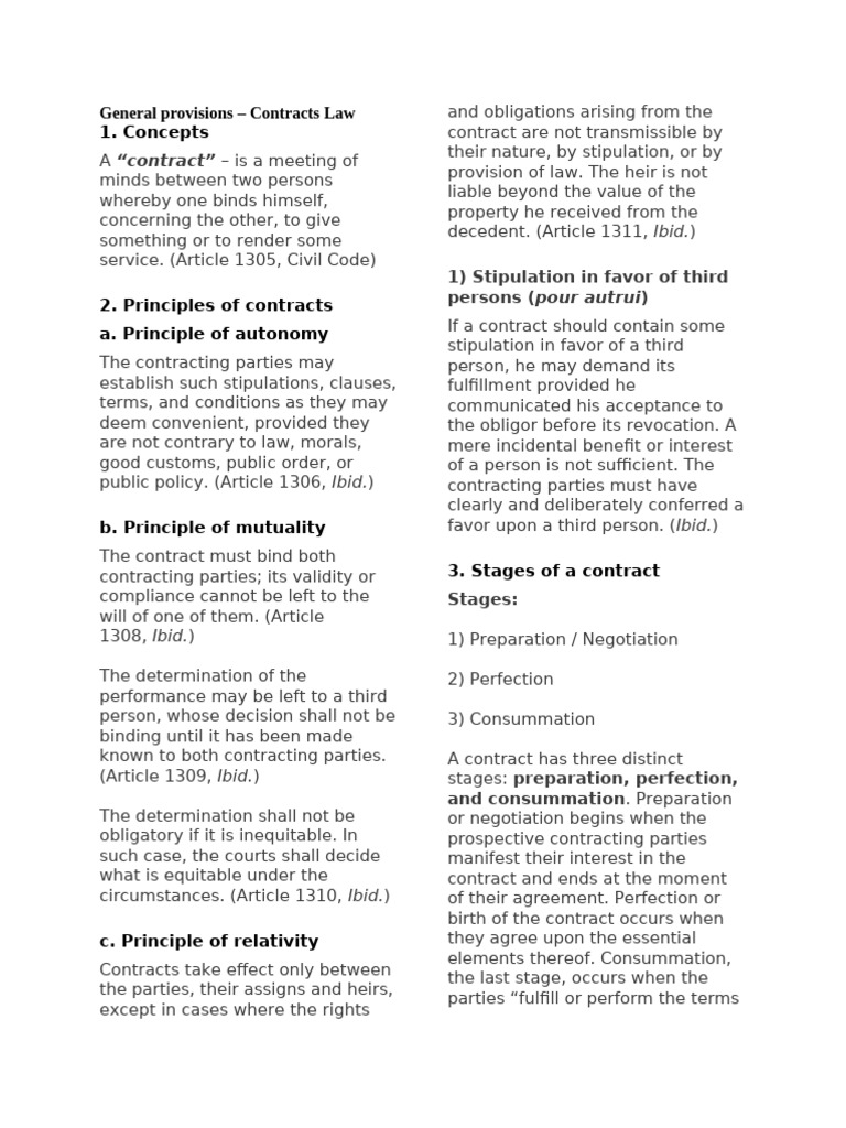Overview of Contract Law Principles | PDF | Offer And Acceptance ...