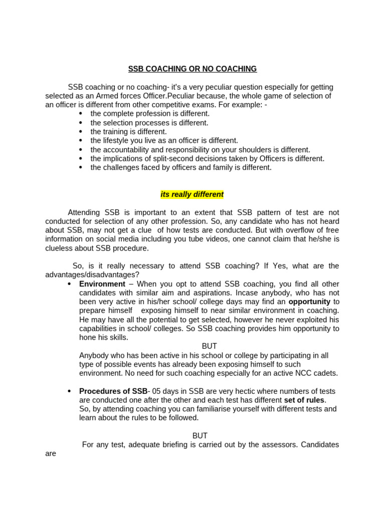 SSB Coaching or No Coaching | PDF | Social Psychology | Cognitive Science