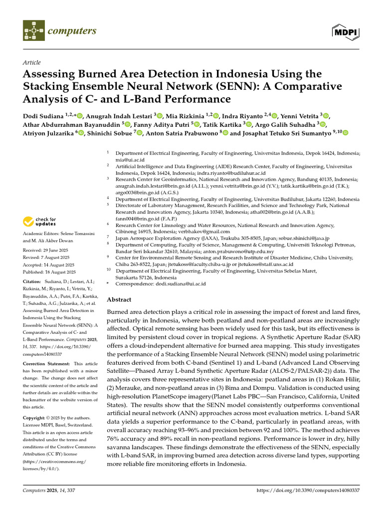 Burned Area Detection in Indonesia Using SENN | PDF | Remote Sensing