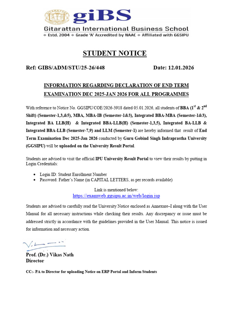 GGSIPU End Term Exam Notice 2025-26 | PDF | Computer Access Control ...