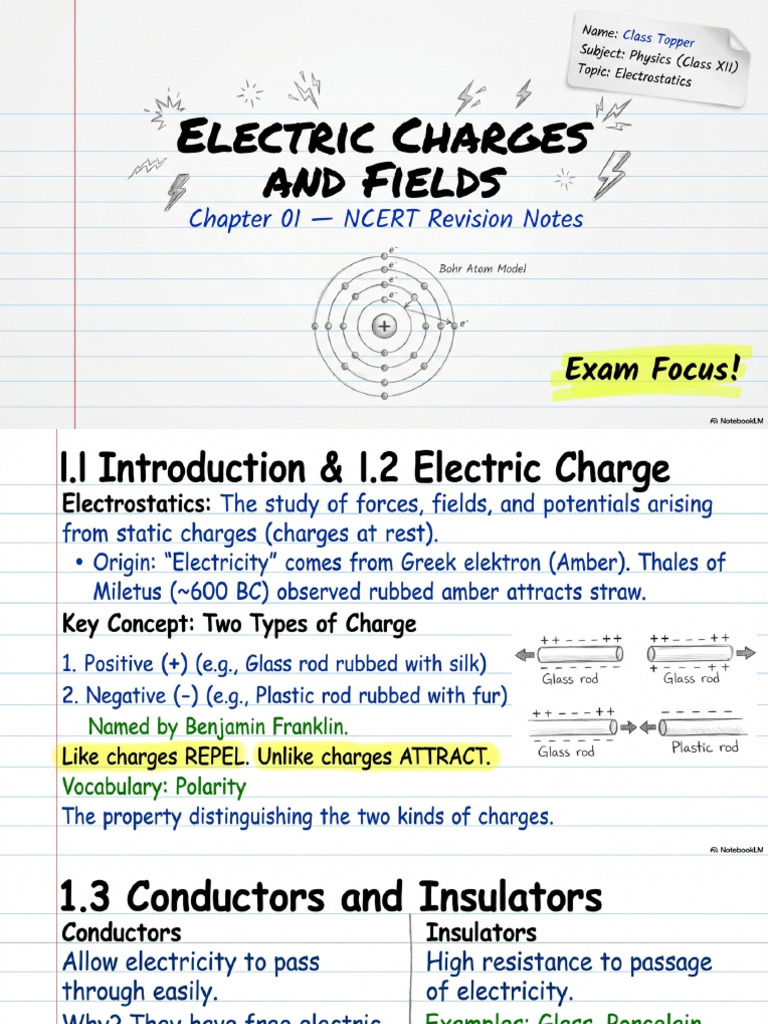 Electric Charges Fields Review | PDF