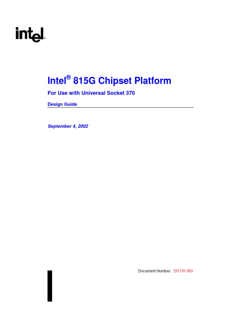 Intel 815G Chipset Platform: For Use With Universal Socket 370 | PDF