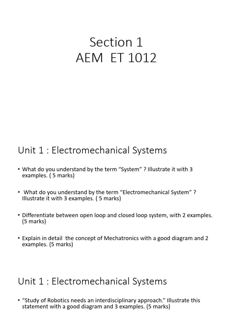 Section 1 QB | PDF | Actuator | Electrical Engineering