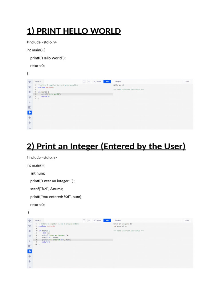 Basic C Programming Examples | PDF