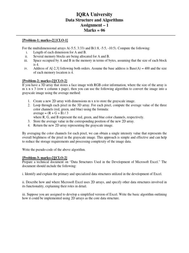 Data Structures & Algorithms Assignment | PDF