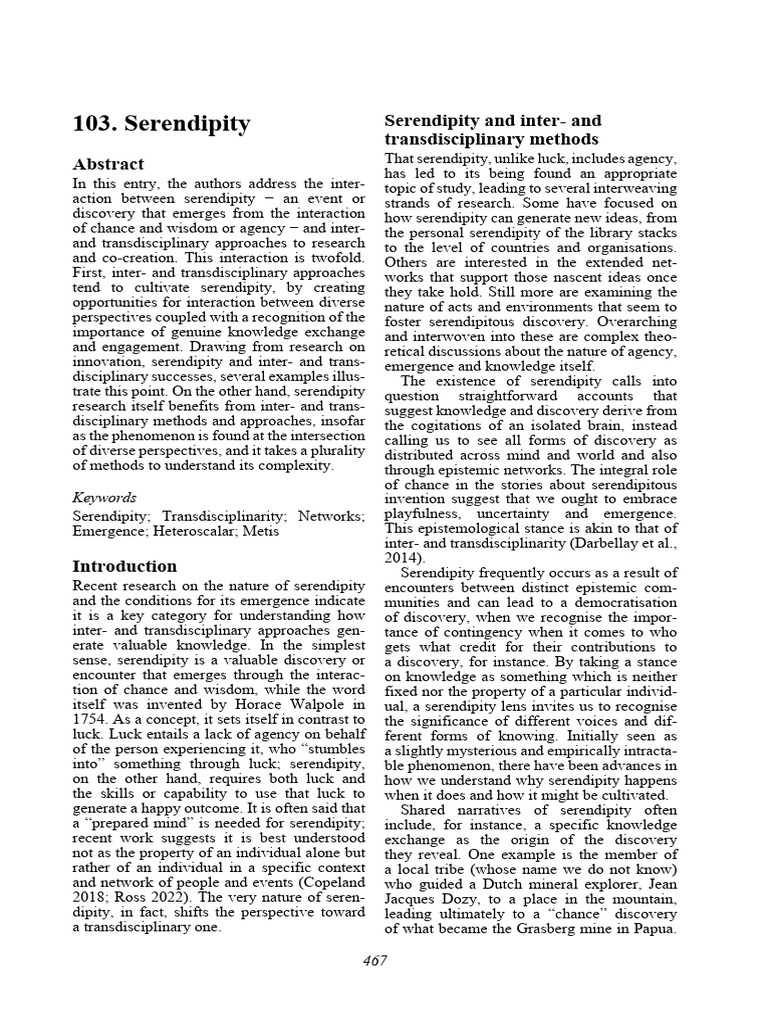 Copeland e Ross - 2024 - Serendipity | PDF | Epistemology | Knowledge