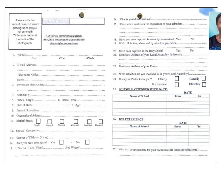 RCCG Form | PDF