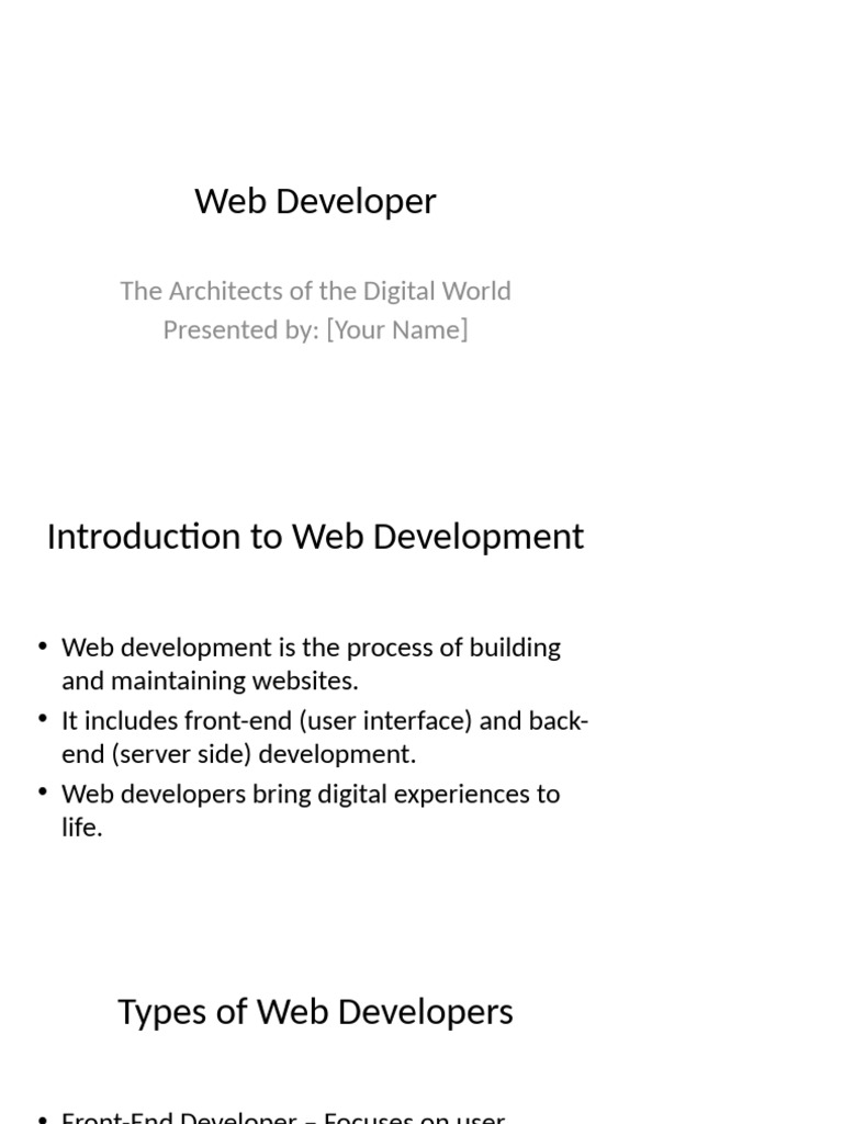 Web Developer Presentation Light | PDF