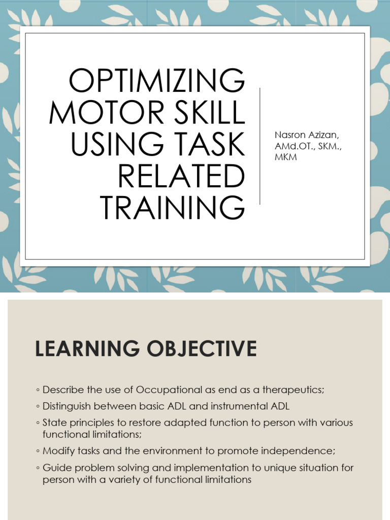 Optimizing Motor Skills Through Task Training | PDF | Learning ...