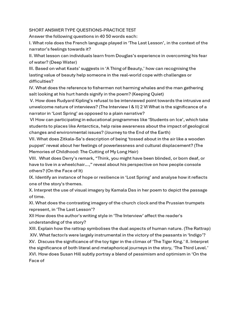 Short Answer Type Questions[1] | PDF