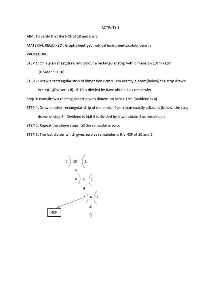 Finding HCF of 10 and 6 Using Geometry | PDF