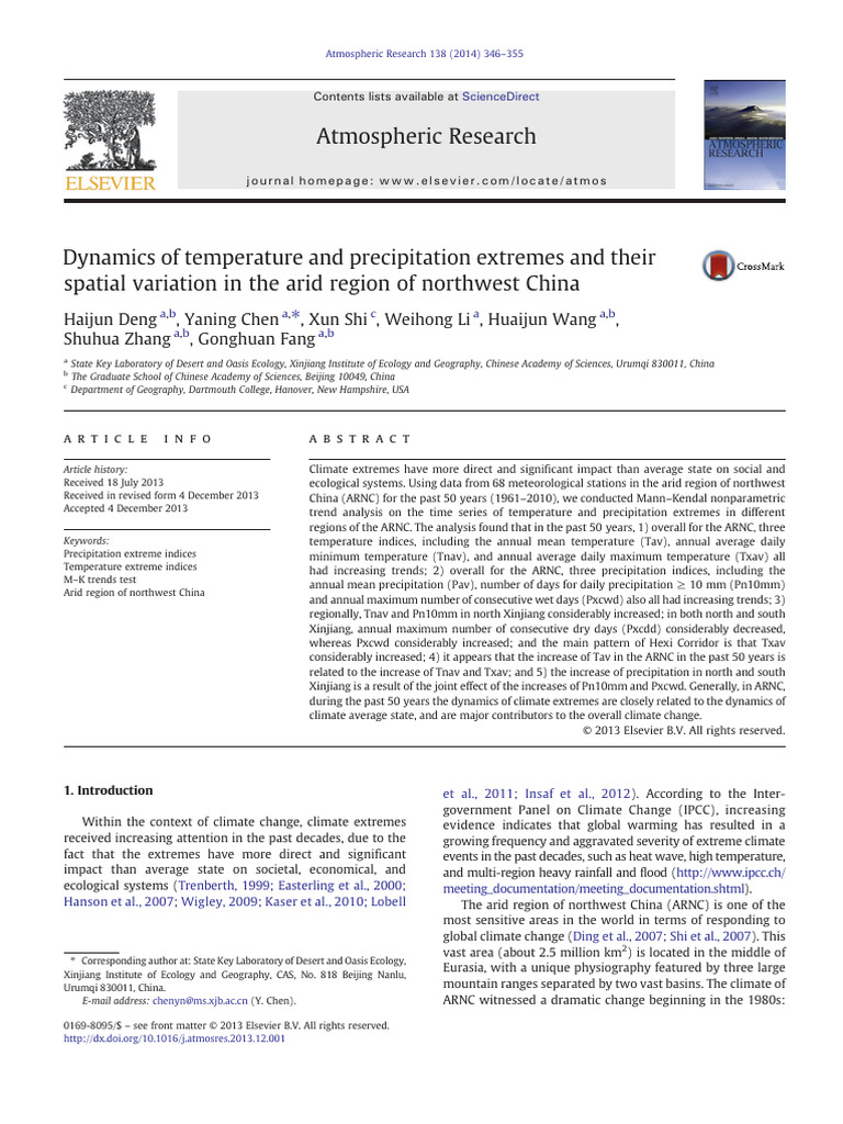 Dynamics of Temperature and Precipitation Extremes and Their 2014 ...