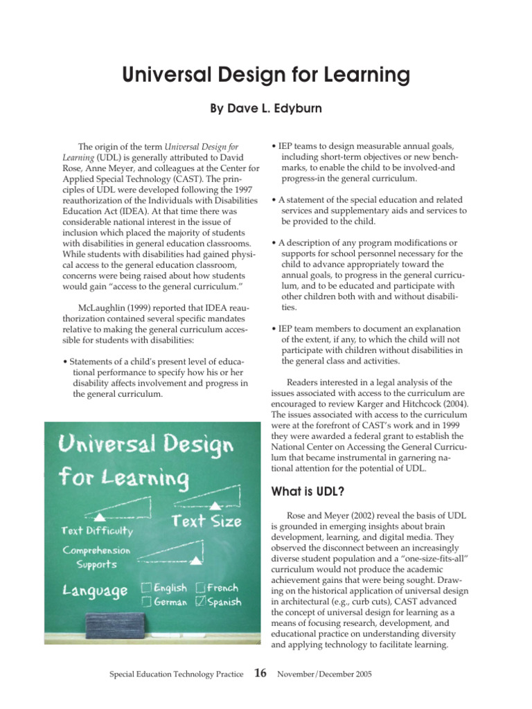 Understanding Universal Design for Learning | PDF | Individualized ...