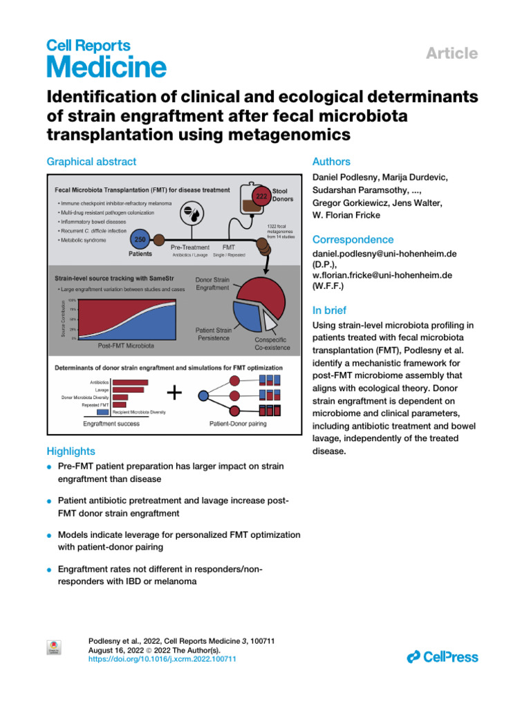 Clinical Factors in Fecal Microbiota Transplant | PDF | Microbiota ...