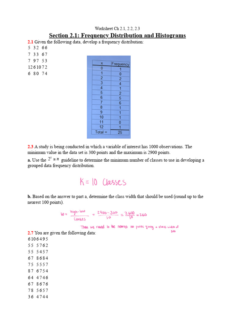 Frequency Distribution and Histograms Guide | PDF | Chart | Probability ...