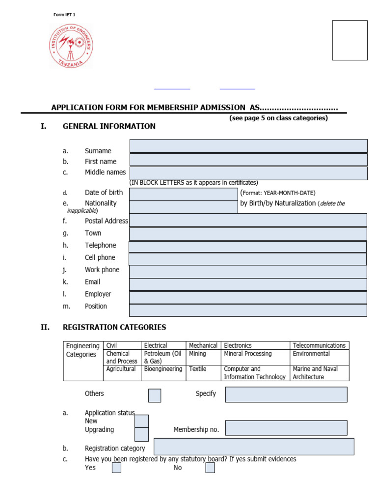 Iet - Membership Application Form 10062021 New-PDF-1 | PDF