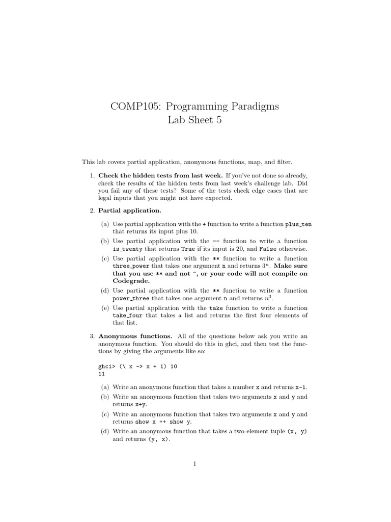 lab05 | PDF | Anonymous Function | Function (Mathematics)