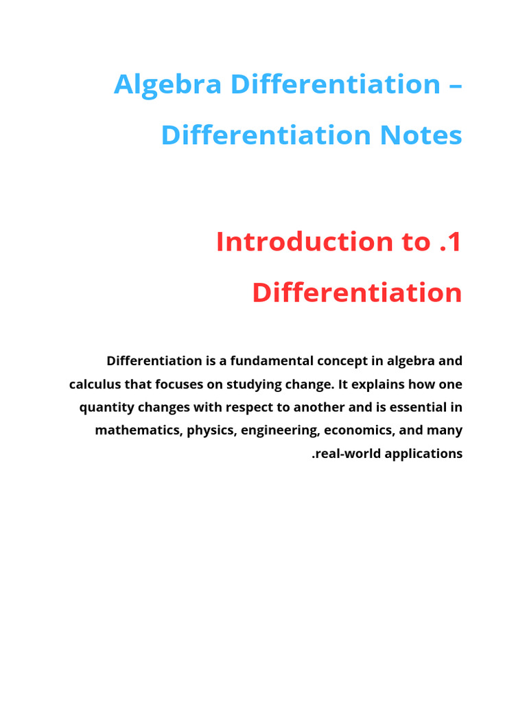 Understanding Algebra Differentiation | PDF | Derivative ...