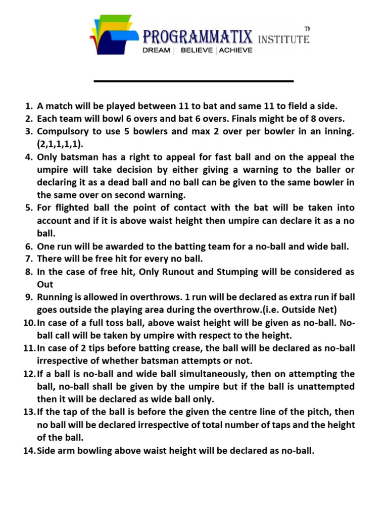 Tournament Rules and Regulations Guide | PDF | Bowling (Cricket) | Sports