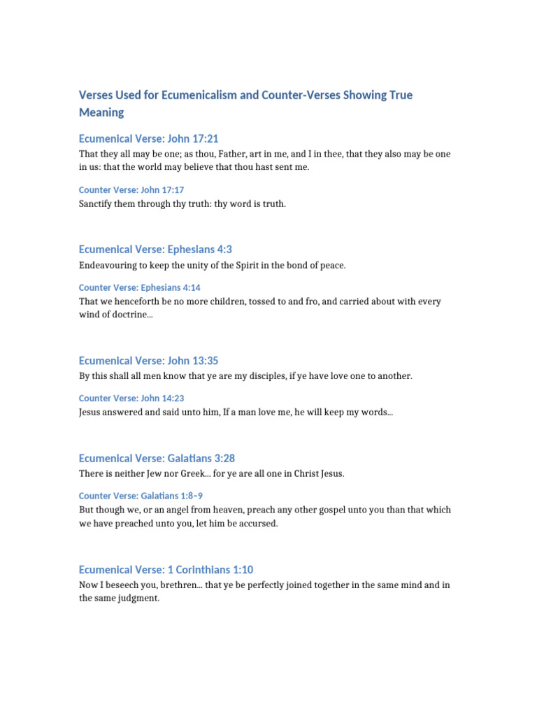 Ecumenical Verses vs. Counter Verses | PDF