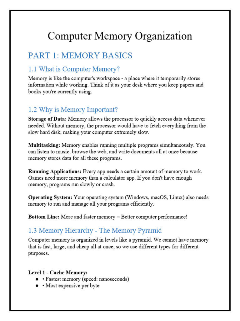 Understanding Computer Memory Types | PDF | Random Access Memory | Cpu ...
