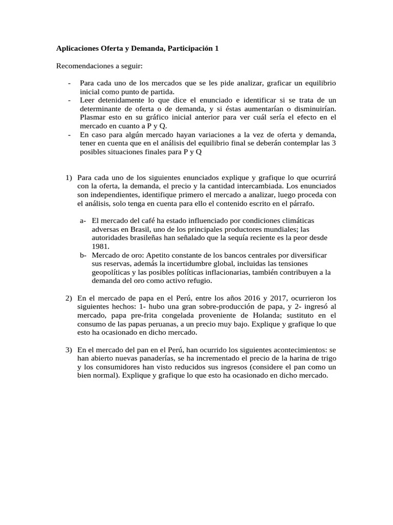 Análisis de Oferta y Demanda en Mercados | PDF