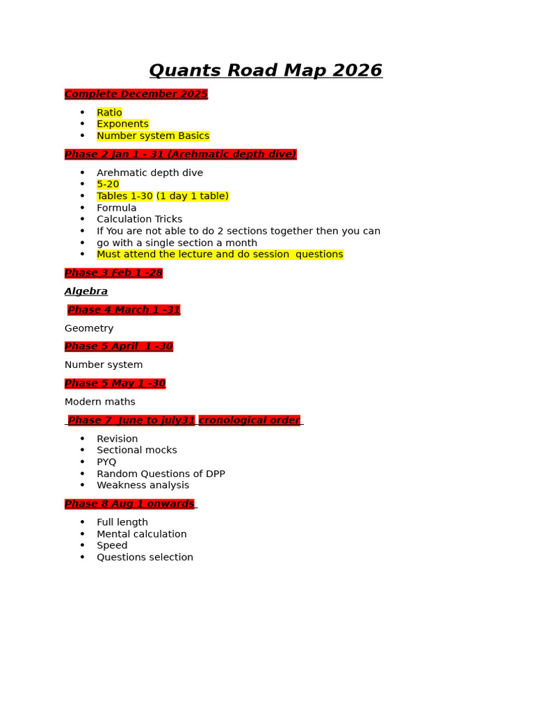 Quants Study Plan 2026 Overview PDF 1