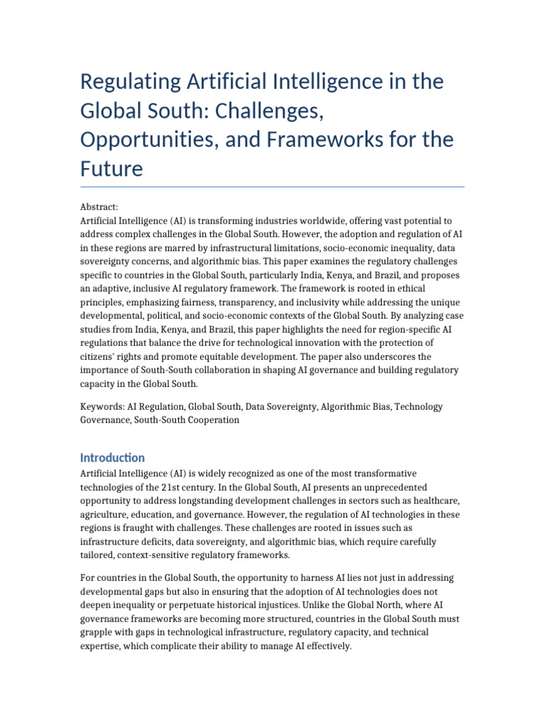 AI Regulation Challenges in the Global South | PDF | Artificial ...