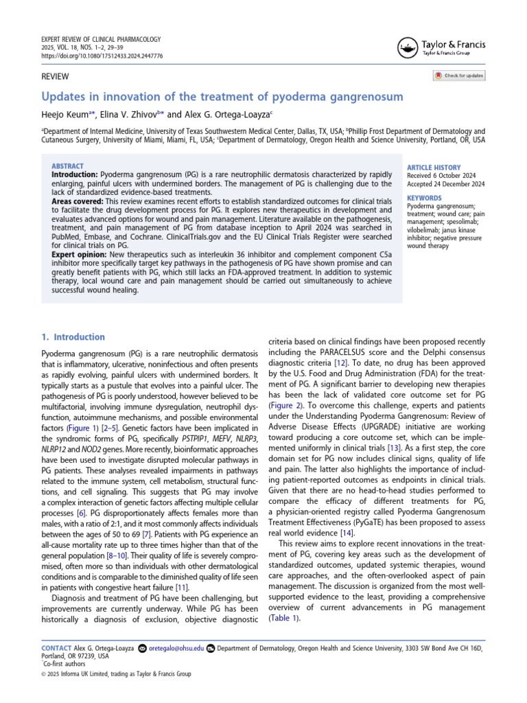 Innovations in Pyoderma Gangrenosum Treatment | PDF | Wound | Clinical ...
