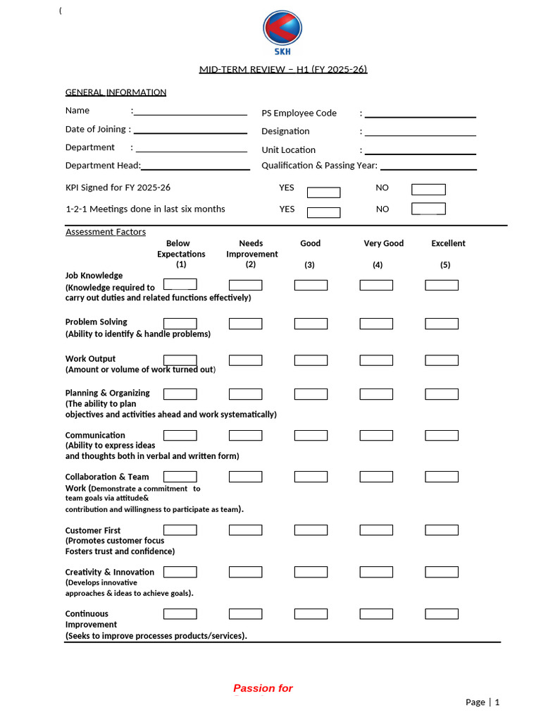 FY 2025-26 Mid-Term Employee Review | PDF | Psychology | Cognition