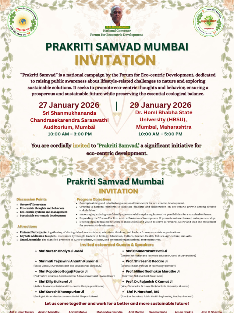 Invitation Prakriti Samvad Mumbai | PDF | Natural Environment