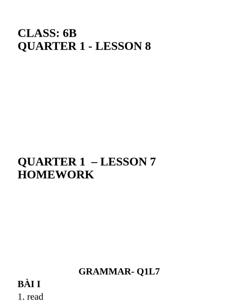 6b q1 l8 Key Hw+ Trên Lớp | PDF