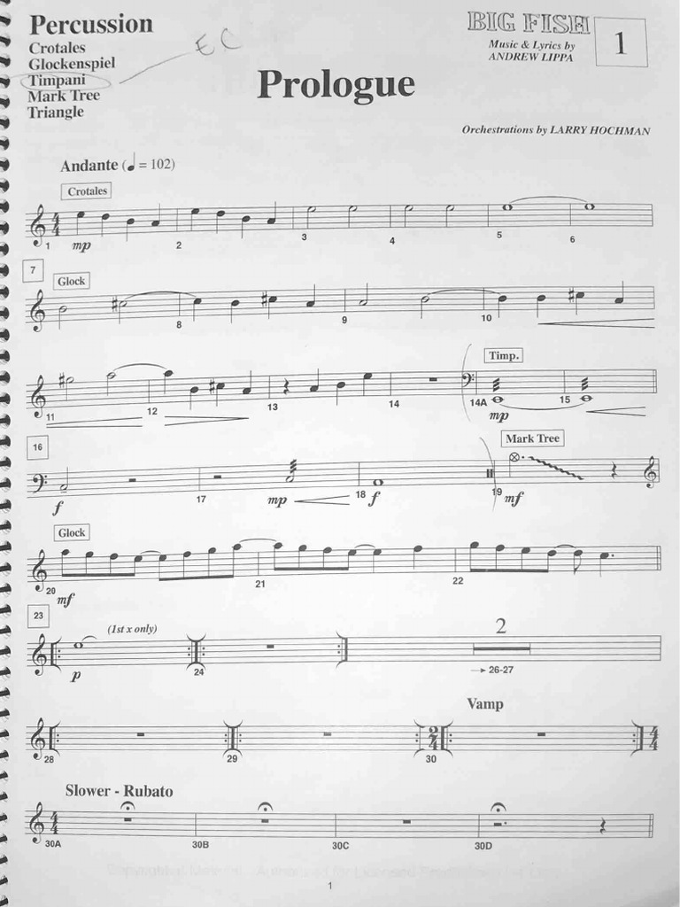 Big Fish Percussion Score | PDF