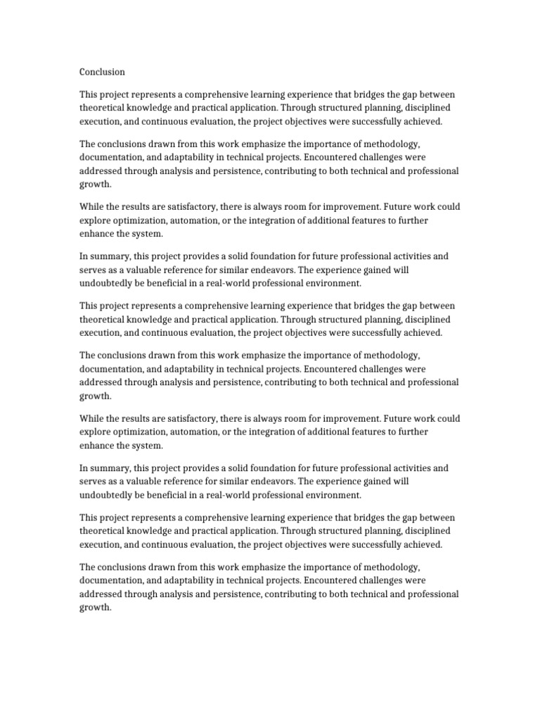 Conclusion | PDF | Evaluation | Experience