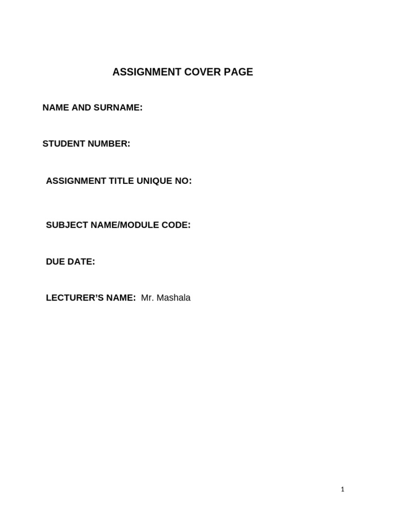 Assignment Cover Page Template | PDF