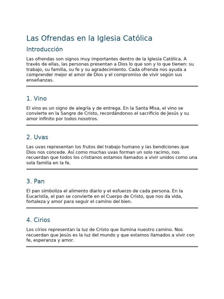 Presentación_ Ofrendas en La Iglesia Católica | PDF