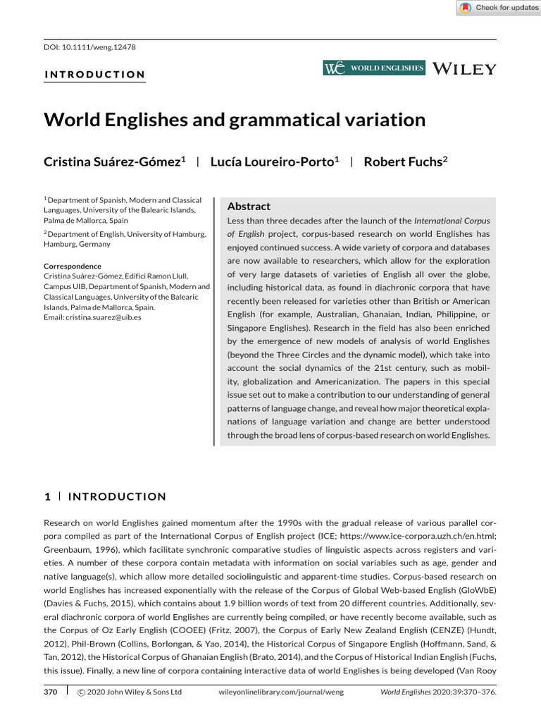 Grammatical Variation in World Englishes | PDF | English Language | Clause