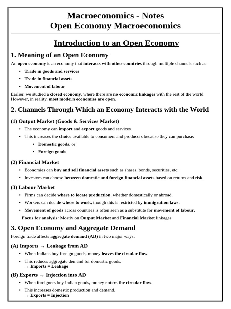 Open Economy Macroeconomics Overview | PDF | Exchange Rate | Balance Of ...