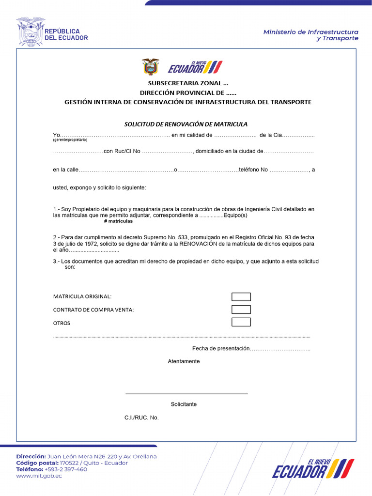 MIT Formulario Renovacion Mtip | PDF