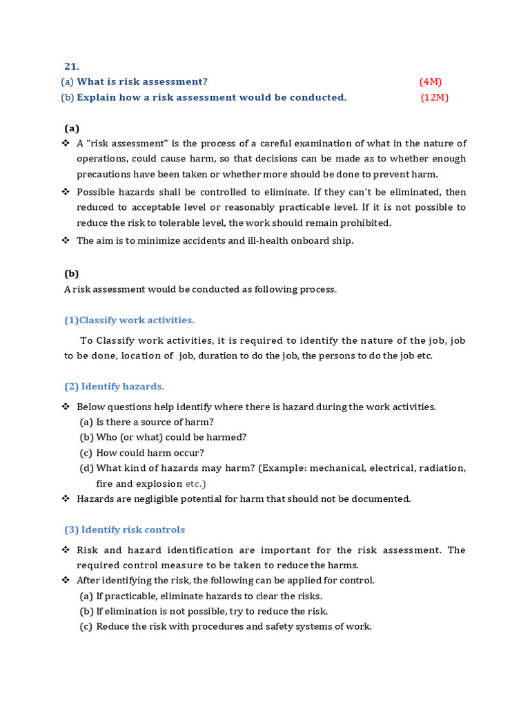 21 Risk Assessment | PDF | Risk | Hazards
