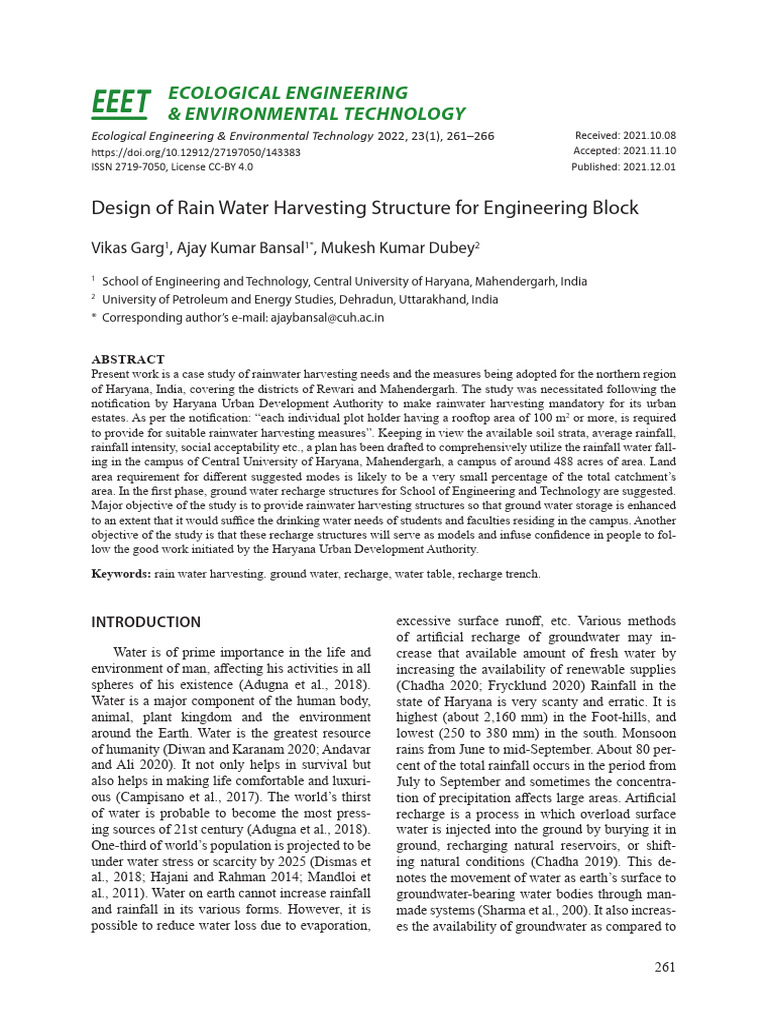 Rainwater Harvesting Design in Haryana | PDF | Groundwater | Water